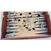 Image 4 : Chess, Checkers and Backgammon Set in Wood Case and Glass Top including Dice, Playing Pieces and