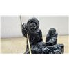 Image 5 : Soapstone Style Carving of Hunter, Child, and Seals with Fishing Spear, 5 1/2 × 8 × 5 1/2”