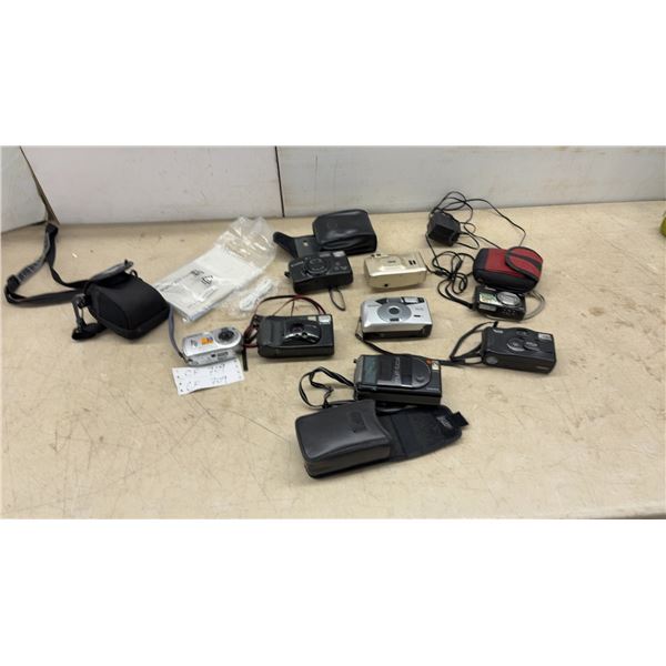 Assorted Digital and Film Cameras: Fujifilm, Kodak, Polaroid, Canon, Samsung
