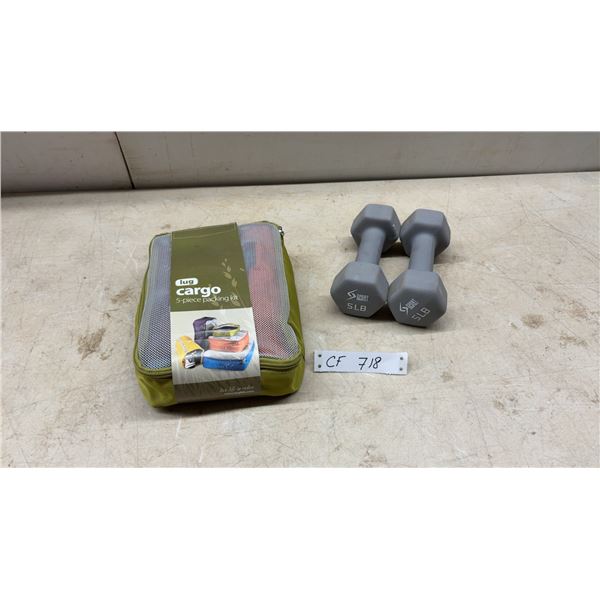 Lug Cargo 5-Piece Packing Kit and Sport Essentials 5 LB (2.3 kg) Dumbbells