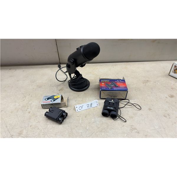 Blue Yeti USB Microphone, Bushnell PowerView 8 × 21 Binoculars, Debonair Binoculars