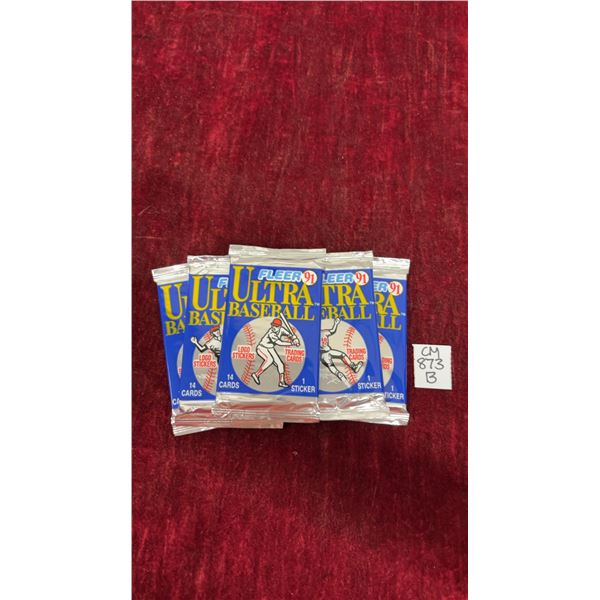 5 Sealed 1991 Fleer Ultra Baseball Packs