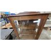 Image 4 : Antique Oak Glass-Door Display Cabinet with Three Shelves and Cabriole Legs