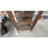 Image 5 : Antique Oak Glass-Door Display Cabinet with Three Shelves and Cabriole Legs