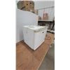 Image 2 : Haier Compact Mini Fridge with Freezer Compartment, White 20”×20”×18” and 2 t.v tables