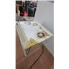 Image 5 : Haier Compact Mini Fridge with Freezer Compartment, White 20”×20”×18” and 2 t.v tables