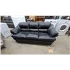 Image 1 : Black Leather Three-Seater Puffy Sofa 88”