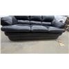 Image 4 : Black Leather Three-Seater Puffy Sofa 88”