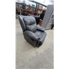Image 1 : Dark Grey Faux Leather Manual Reclining Armchair with Contrast Stitching