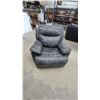 Image 2 : Dark Grey Faux Leather Manual Reclining Armchair with Contrast Stitching
