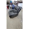 Image 3 : Dark Grey Faux Leather Manual Reclining Armchair with Contrast Stitching