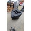 Image 4 : Black Leather Overstuffed Three-Seater Sofa 66”