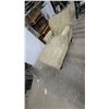 Image 1 : Light Green Upholstered Chaise Lounge with Leaf Pattern and Dark Wood Legs