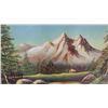 Image 2 : Framed Original Landscape Oil Painting with Mountain Face Illusion, Signed M.R. Lope 26”×38”