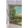 Image 3 : Framed Original Landscape Oil Painting with Mountain Face Illusion, Signed M.R. Lope 26”×38”