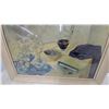 Image 2 : Framed Still Life Print with Botanical Branches, Blue Cloth, Cup, Book, and Glass Pitcher 29”×34”