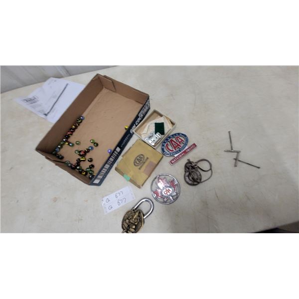 Vintage CAA Canadian Automobile Association Car Grille Badges, paddalocks Marbles
