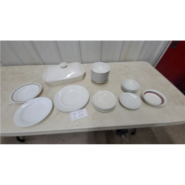Royal Copenhagen White Fluted Dinnerware, Corelle Spring Blossom Plate, Platters