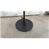 Image 2 : Two Floor Lamps: One with Brown Woven Shade, One with Tan Square Shade and Adjustable Arm