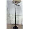 Image 3 : Two Floor Lamps: One with Brown Woven Shade, One with Tan Square Shade and Adjustable Arm