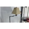 Image 4 : Two Floor Lamps: One with Brown Woven Shade, One with Tan Square Shade and Adjustable Arm