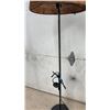 Image 8 : Two Floor Lamps: One with Brown Woven Shade, One with Tan Square Shade and Adjustable Arm