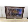Image 1 : Jim Hansel "Split Rock Lighthouse" Framed Print, Signed, and Brown Wood Frame, 27 × 39”