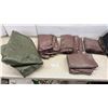 Image 1 : Assorted Tarps: Green and Brown Tarps, Some with Grommets