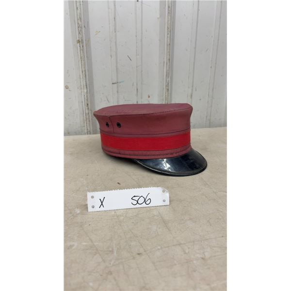 Vintage William Scully Ltd. Peaked Uniform Cap, Size 7 1/8, Red With Black Visor, Montreal