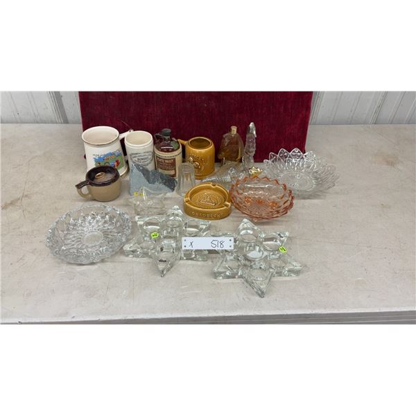 Vintage Glassware, Stone, Avon Figural Bottles, Star Tea Light Holders, Caldbecks Ashtray