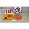 Image 1 : Assortment of Traffic Signs Including Exit, No Parking, Stop Ahead, and Stop Signs - All Roughly
