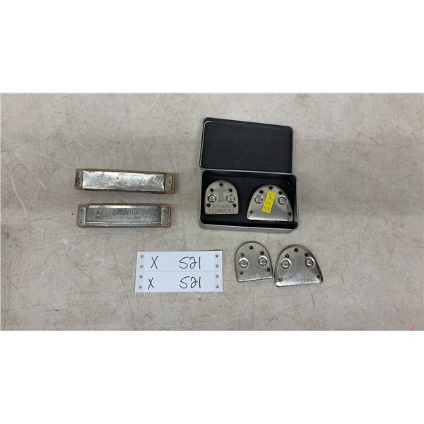 Music Master Extra Full Tone Harmonica, Star Harmonica and Stevens Stompers Tap Heel Plates