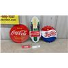 Image 1 : Modern Coca-Cola and Pepsi-Cola Advertising Signs, Coca-Cola Thermometer Sign, and Countertop