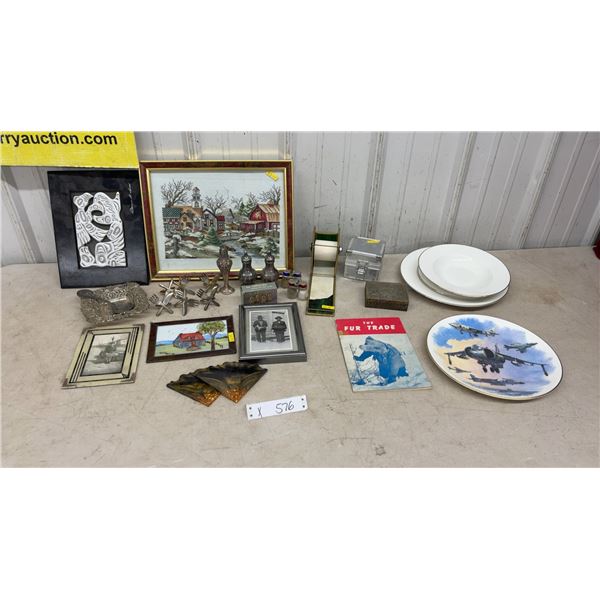 Royal Doulton "The Harrier" Commemorative Plate, Stained Glass Picture, Napkin Holders, Photos