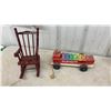 Image 7 : Vintage Toy Lot: Playskool Xylophone Pull Cart, Model Horses, Tin Stove, Hello Kitty Book