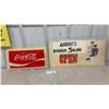 Image 1 : Coca-Cola Molded Plastic Insert and Mario's Barber Salon Double-Sided Sign “Open” “Closed”