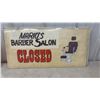 Image 3 : Coca-Cola Molded Plastic Insert and Mario's Barber Salon Double-Sided Sign “Open” “Closed”