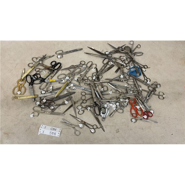 Large Assortment of Assorted Scissors and Shears, Various Sizes and Handle Materials