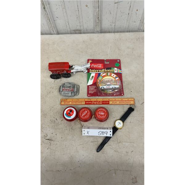 Coca-Cola Golf-Themed Quartz Wristwatch, Yo-Yos, and Ruler
