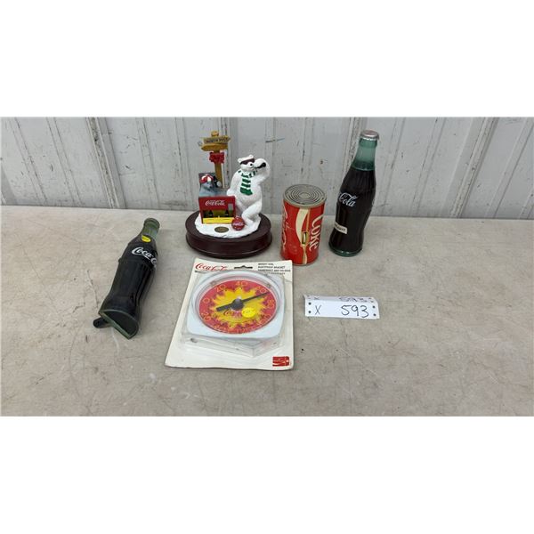 Coca-Cola Brand Window Thermometer, Door Handle, Radio and Polar Bear Figurine