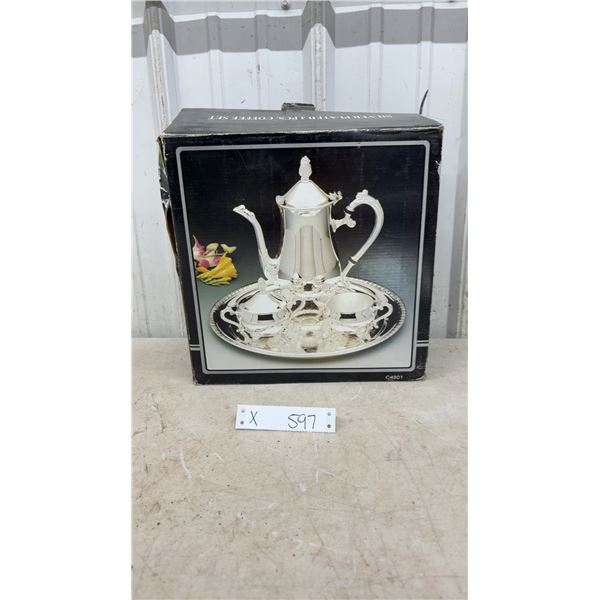 Silver Plated 4-Piece Coffee Set, With Teapot, Sugar, Creamer and Tray