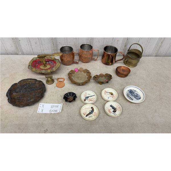 Copper Mugs, Brass Coin Dishes, Western Firearms Coasters, Deadwood Plate