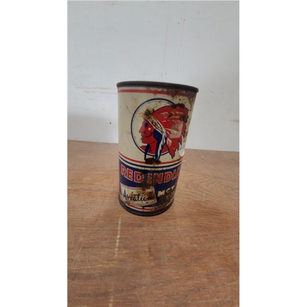 Red Indian Aviation Motor Oil Can, McColl-Frontenac, One Imperial Quart