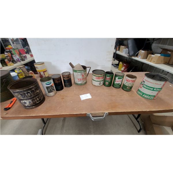 Vintage Oil Can Lot (10): Gulfpride, Ford, Wakefield Castrol, and Castrol CR-1