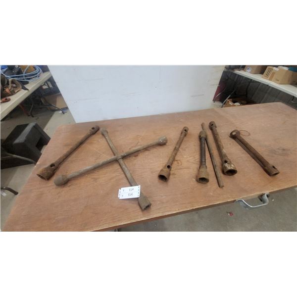 Vintage Cross Lug Wrench, Lug Wrenches, Jack Handles and Extensions from Spare Tire Kits