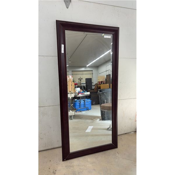 Large Wood-Framed Mirror, 31 W x 65” H