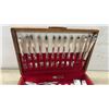 Image 2 : 1847 Rogers Silverware Set in Wood Case: 13-15 Pieces of Each