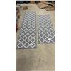 Image 1 : Two Matching Gray and White Trellis Pattern Runner Rugs, 26” wide x 6 Ft and 8 Ft Long