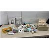 Image 1 : Woven Sewing Basket, Habitat Curtain Panels, Buttons, Thread, Zippers, Needles, and More Sewing