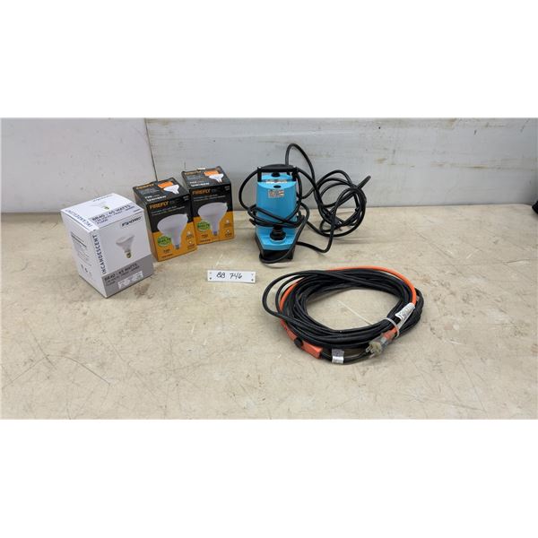 Little Giant 5-MSP Submersible Sump Pump, 24 Ft. Heater Betty, and (3) Firefly BR40 LED Bulbs